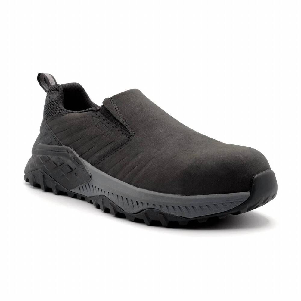 NEW AVENGER men's summit trail moc composite toe slip-on shoes in black/grey